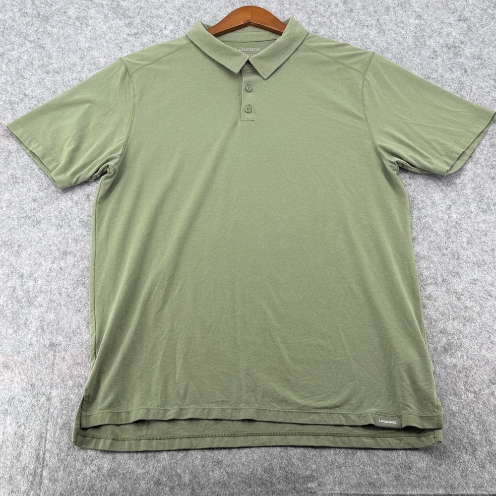 Legends Mens Short Sleeve Polo Shirt Olive Green Stretch Athletic Golf Size XL